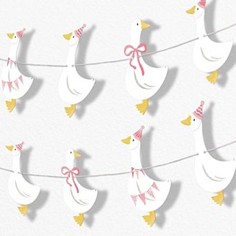 Big Dot of Happiness One Silly Goose Pink Garland Banner, 30 Ft of Cord 15 Double-Sided Goose-Shapes