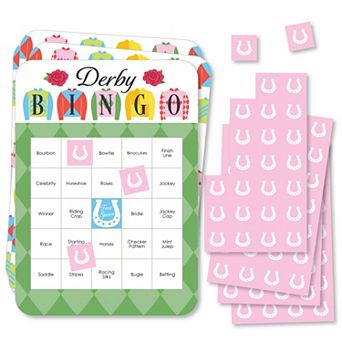 Big Dot of Happiness Derby Horse Race Bingo Cards & Markers Kentucky Horse Racing Bingo Game - 18 ct