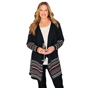 Catherines Women's Plus Size Fair Isle Cascade Cardigan
