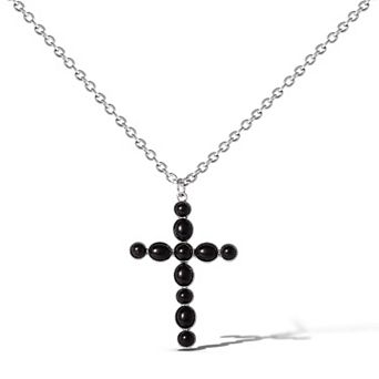JS Jessica Simpson Ox Silver Black Cross Necklace
