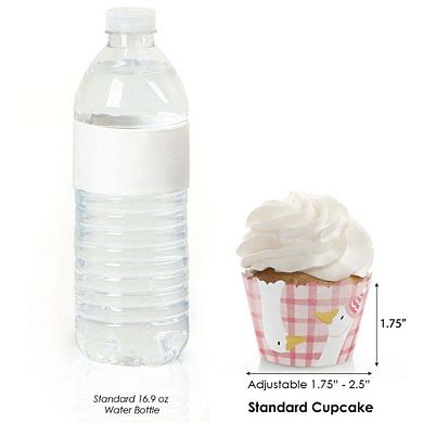 Big Dot of Happiness One Silly Goose Pink Cupcake Wrappers, Adjustable Fit, Dessert Wraps - 12 Ct