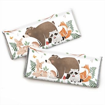 Big Dot of Happiness Woodland Animals Candy Bar Wrappers, Funny Forest Party Favors - Set of 24
