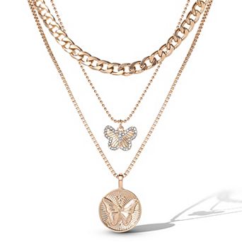 JS Jessica Simpson Layered Coin & Charm Pendant Necklace