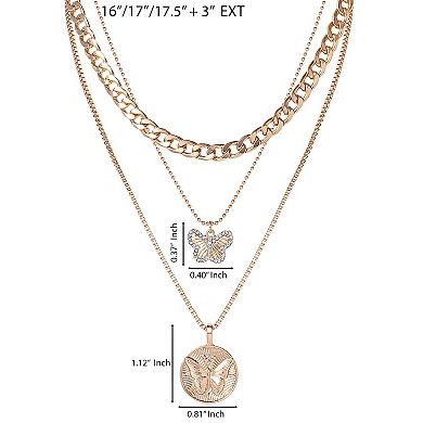 JS Jessica Simpson Layered Coin & Charm Pendant Necklace