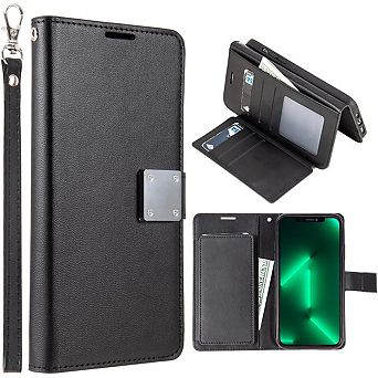 Entronix iPhone - Foldable Leather Wallet with Card Holder and Lanyard