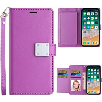 Entronix iPhone - Foldable Leather Wallet with Card Holder and Lanyard
