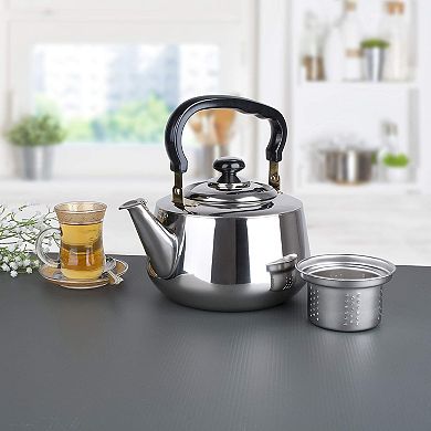 Aramco Alpine Cuisine Tea Kettle & Strainer, 3 L, Stainless Steel