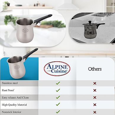 Alpine Cuisine Coffee Warmer 12oz With Heat Resistant Bakelite Handle, Turkish Coffee Maker