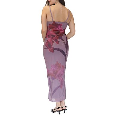Juniors' madden girl Lace Ruched Midaxi Dress