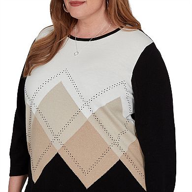 Women's Petite Alfred Dunner Travel Advisory Argyle Beaded Sweater