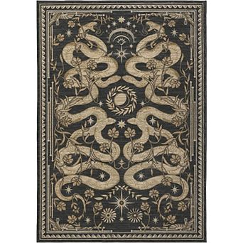 8x10FT Washable Snake Print Area Rug Non Slip Low Pile for Bedroom and Dining Office