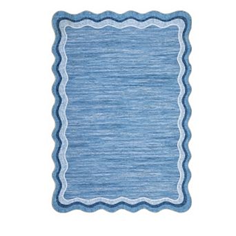 9x12FT Washable Area Rug Scalloped TPR Backing Non Slip for Playroom Nursery Dining Room