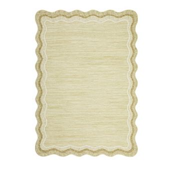 9x12FT Washable Area Rug Scalloped TPR Backing Non Slip for Playroom Nursery Dining Room