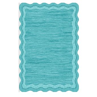 9x12FT Washable Area Rug Scalloped TPR Backing Non Slip for Playroom Nursery Dining Room