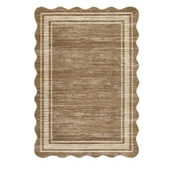 9x12FT Washable Modern Scalloped Area Rug Low Pile for Kids Room Playroom Apartment