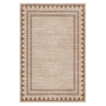 9x12FT Washable Area Rug Bordered Machine Washable Non Slip Low Pile for Living Room Dining Room
