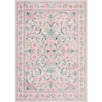 9x12FT Washable Area Rug Boho Floral Non Slip Low Pile for Living Room Dining Nursery