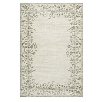 8x10FT Washable Border Floral Vintage Area Rug Non Slip for Living Room Dining Room