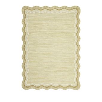 8x10FT Washable Area Rug Scalloped Non Slip Low Pile for Nursery Playroom Office