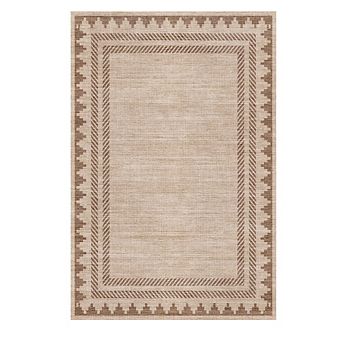 8x10FT Washable Area Rug Modern Geometric Border Non Slip Rubber Back for Living Room Dining Laundry