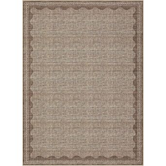 8x10FT Washable Scalloped Contemporary Area Rug Non Slip Low Pile for Bedroom and Dining