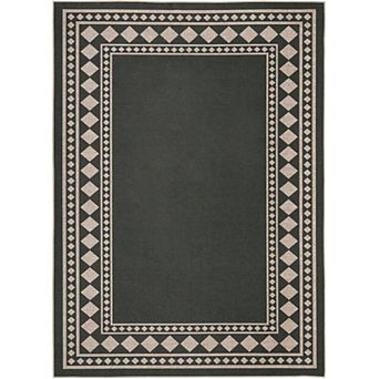 9x12FT Living Room Rug Geometric Jute Rubber Backing Low Pile for Patio Dining RV