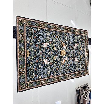 8x10FT Washable Area Rug Bird Pattern Vintage Non Slip Low Pile for Living Room Dining Office