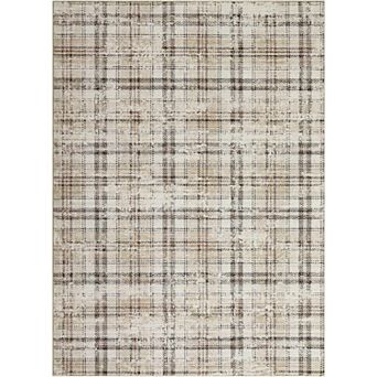 8x10FT Washable Plaid Area Rug Non Slip Low Pile Classic for Living Room Bedroom Nursery