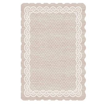 8x10FT Washable Scalloped Area Rug Lace Design Non Slip Low Pile for Bedroom Dorm Nursery