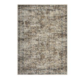 8x10FT Washable Vintage Floral Area Rug Non Slip Low Pile for Living Room and Bedroom