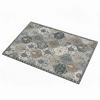 Moroccan Trellis 2x3 Non-Slip Washable Entryway Rug, Small Indoor Accent Carpet