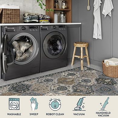 Moroccan Trellis 2x3 Non-Slip Washable Entryway Rug, Small Indoor Accent Carpet