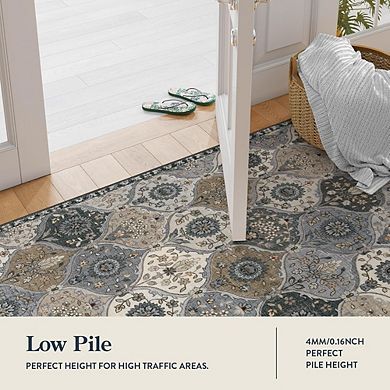 Moroccan Trellis 2x3 Non-Slip Washable Entryway Rug, Small Indoor Accent Carpet
