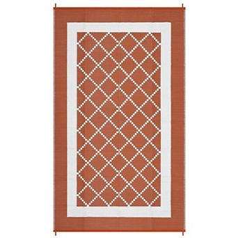 Garvee Geometric Diamond Grid Plastic Straw Woven Outdoor Reversible Rug for Pool Outdoor Adventure