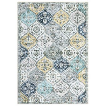 Vintage Washable Low-Pile Rug - Non-Slip, Stain Resistant Soft Oriental Indoor Carpet