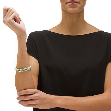 PalmBeach Jewelry Simulated Birthstone Silvertone Tennis Bracelet 7"