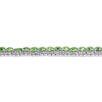 PalmBeach Jewelry Simulated Birthstone Silvertone Tennis Bracelet 7"