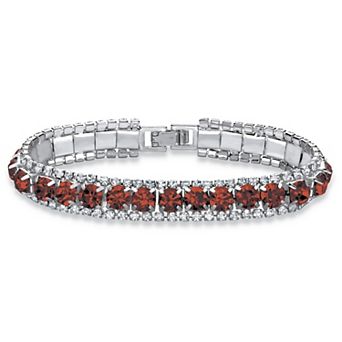 PalmBeach Jewelry Simulated Birthstone Silvertone Tennis Bracelet 7"