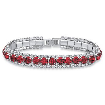 PalmBeach Jewelry Simulated Birthstone Silvertone Tennis Bracelet 7"