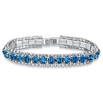 PalmBeach Jewelry Simulated Birthstone Silvertone Tennis Bracelet 7"