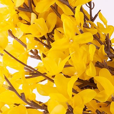 24-Inch Yellow Forsythia Wreath - Artificial Spring Wreath for Home or Patio Decor