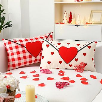 Set of 2 Valentine Envelope Pillow Covers 12x20