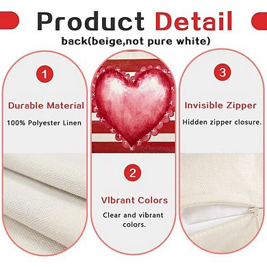 Valentine’s Pillow Cover 12x20 Red Heart Striped Outdoor Lumbar Decor