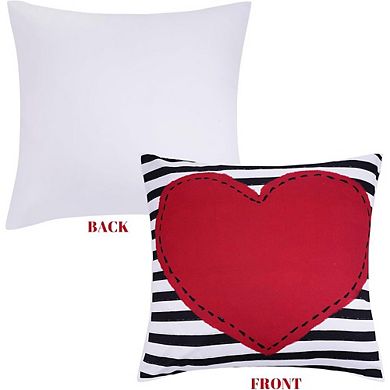 Valentine’s Day Pillow Covers 18x18, Love Heart & Stripes Set of 4
