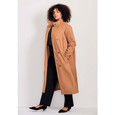 Avenue Women's Plus Size Funnel Neck Long Coat
