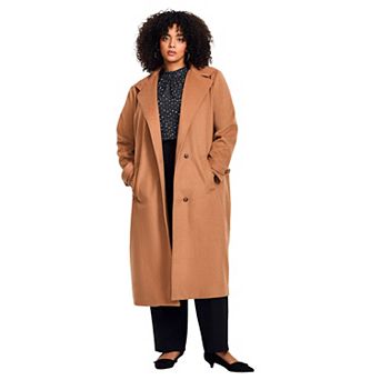 Avenue Women's Plus Size Funnel Neck Long Coat