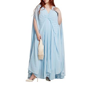 ELOQUII Women's Plus Size Pleated Cape Gown