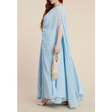 ELOQUII Women's Plus Size Pleated Cape Gown