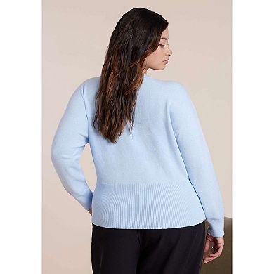ELOQUII Women's Plus Size Zipper Hem Sweater