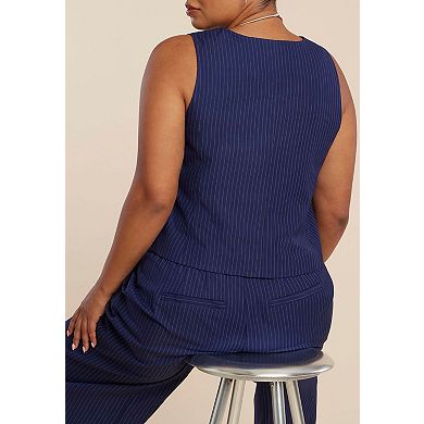 ELOQUII Women's Plus Size Pinstripe Suit Vest